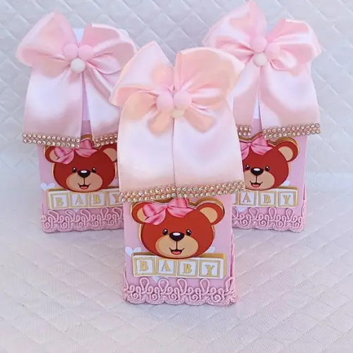 Kit Caixa Milk Box Ursinha de Bebe Super Luxo