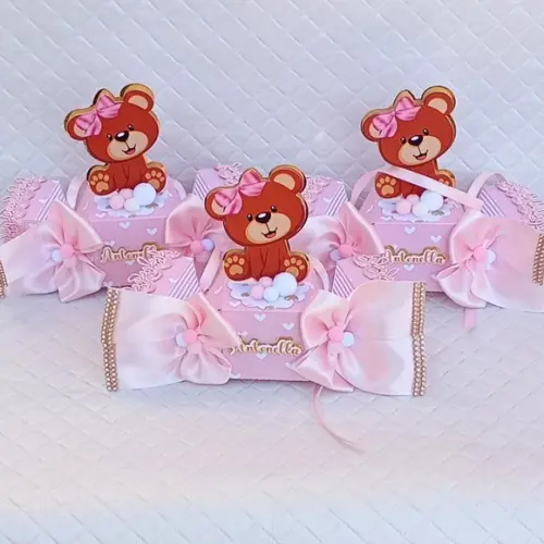 Kit 10 Caixa Bala Ursinha Chá de Bebe Super Luxo