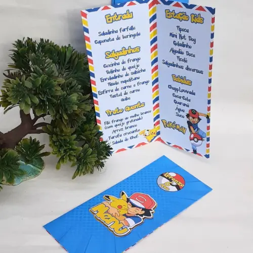 Cardápio Personalizado Pokémon 3d - 10 Peças