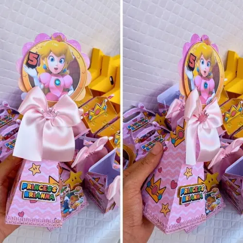 Caixa Cone/pirâmide Princesa Peach - 20 Peças