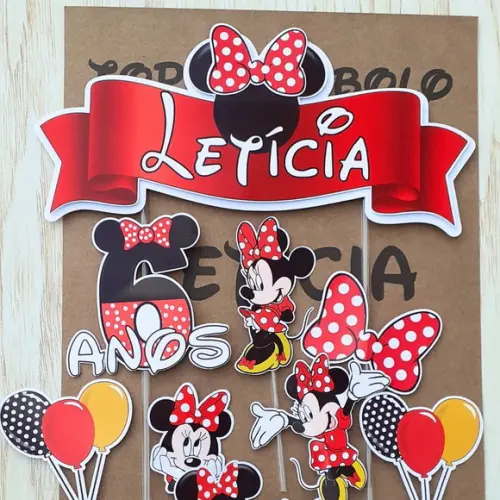 Topo de Bolo Minnie