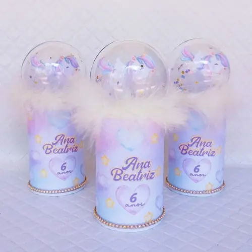 Cofrinho Personalizado Unicórnio Luxo Candy Collor -10 Peças