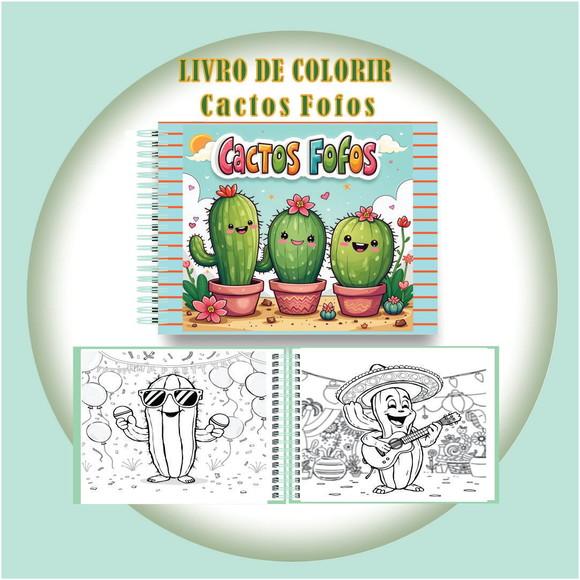 Arquivo Digital Livro de Colorir Cactos Fofos