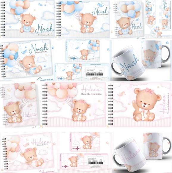 Combo Caderneta e Livros Ursinho Baby Aquarela Arquivo