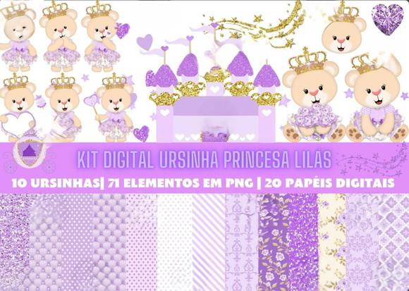 Kit Digital - Ursinha Princesa Lilás