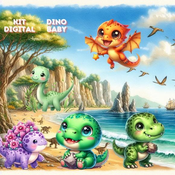 Kit Digital Dino Baby Cute