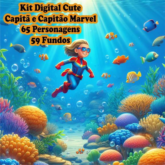 Kit Digital Cute Capitã Marvel