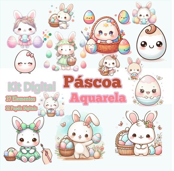 Kit Digital Páscoa Aquarela