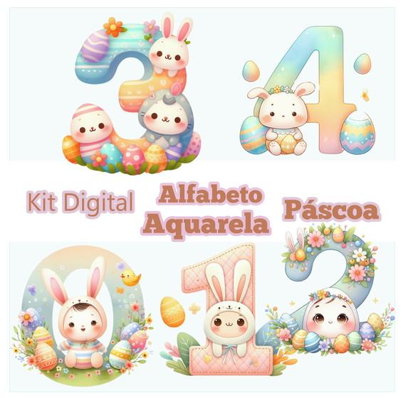 Kit Digital Alfabeto Páscoa Aquarela
