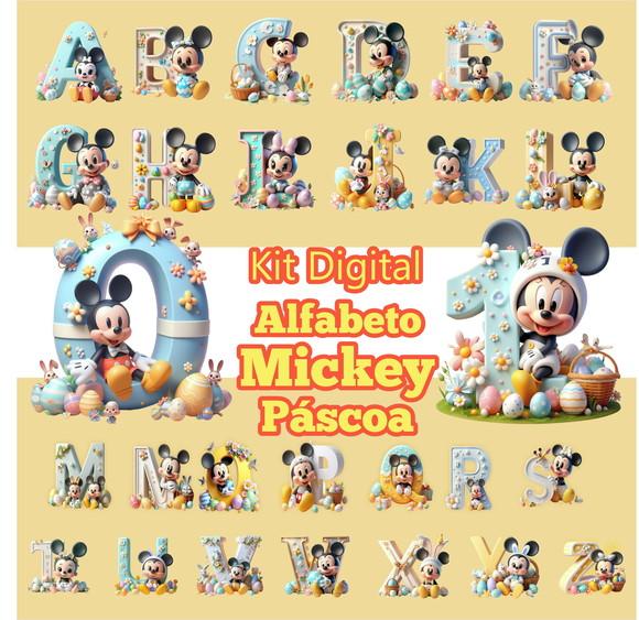 Kit Digital Alfabeto Mickey Páscoa