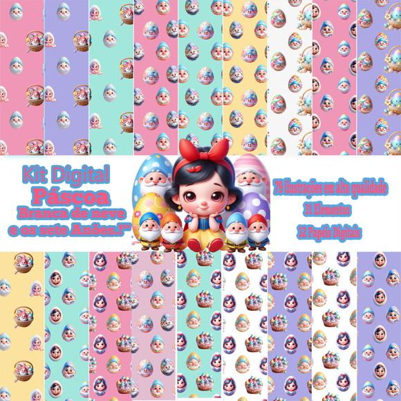 Kit Digital Páscoa Branca de Neve e os Sete Anões.