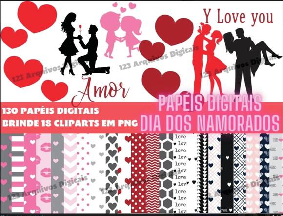 Combo Papéis Digitais - Dia dos Namorados