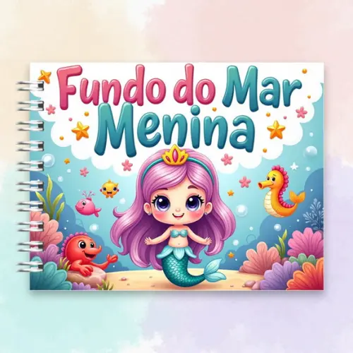 Arquivo Digital Livro de Colorir Fundo do Mar Menina