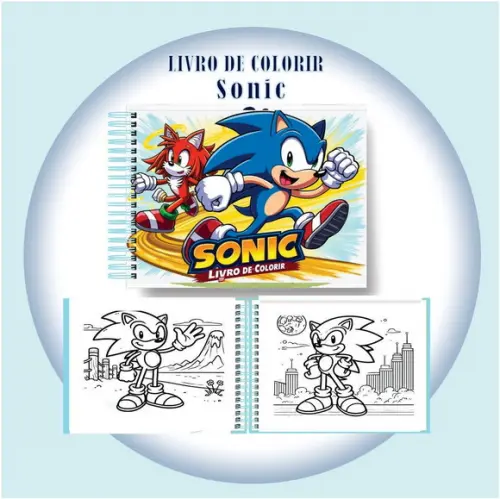 Arquivo Digital Livro de Colorir Sonic 50 Imagens