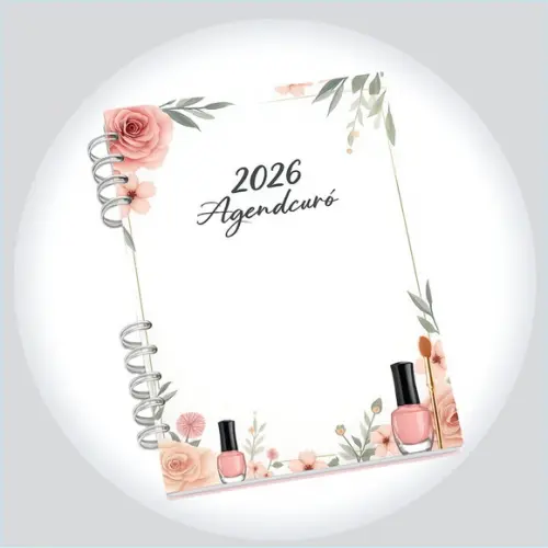 Arquivo Digital Agendamento Cinza Claro Manicure 2026