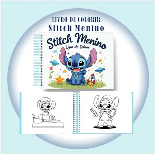 Arquivo Digital Livro de Colorir Stitch Menino