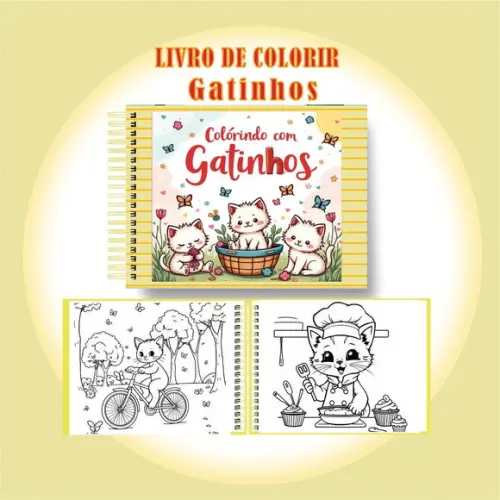 Arquivo Digital Livro de Colorir Gatinhos Fofos
