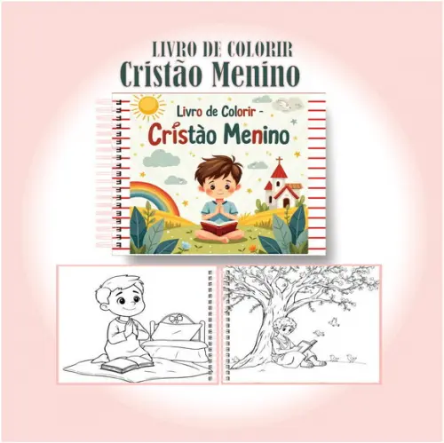 Livro de Colorir Fofo Cristão Menino