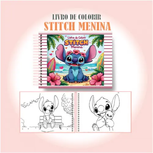 Livro de Colorir Fofo Stitch Menina