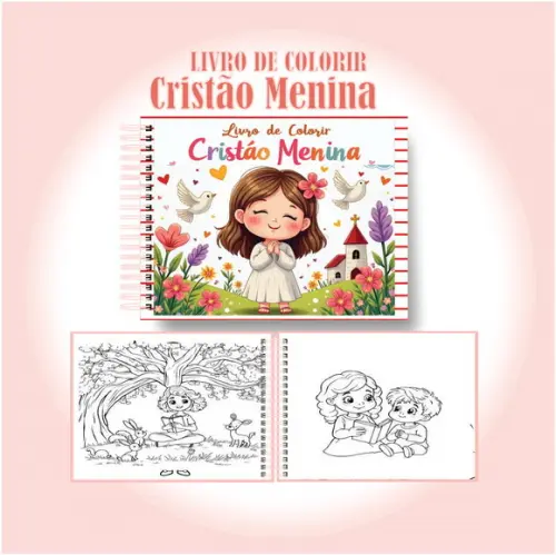Livro de Colorir Fofo Cristão Menina Arquivo Digital