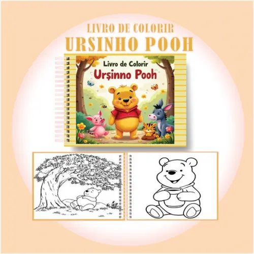 Arquivo Digital Livro de Colorir Ursinho Pooh Fofo