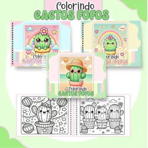 Arquivo Digital: Livro de Colorir Cactos Fofos