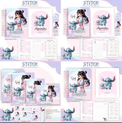 Combo Escolar Mascotinhas Stitch 2025 Arquivo Digital