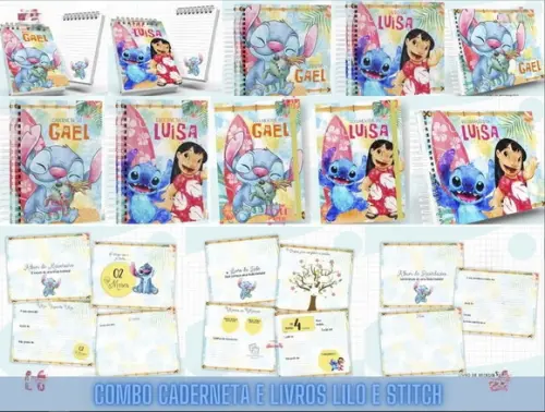 Combo Caderneta e Livros Lilo e Stitch Arquivo Digital