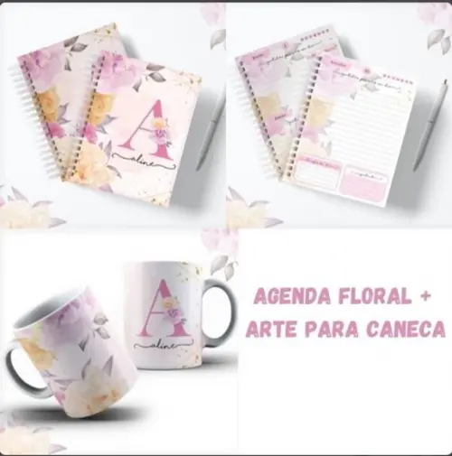 Agenda Alfabeto Floral Rosa Permanente - Arquivo Digital