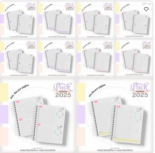 Pack Miolo Agenda Feminina 2025 Arquivo Digital