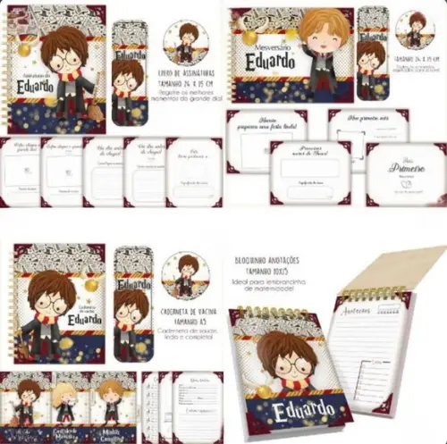 Combo Caderneta Livros Bloquinho Harry Potter