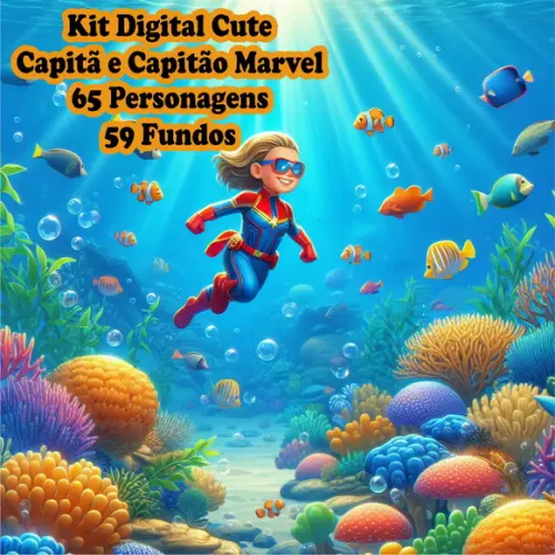 Kit Digital Cute Capitã Marvel