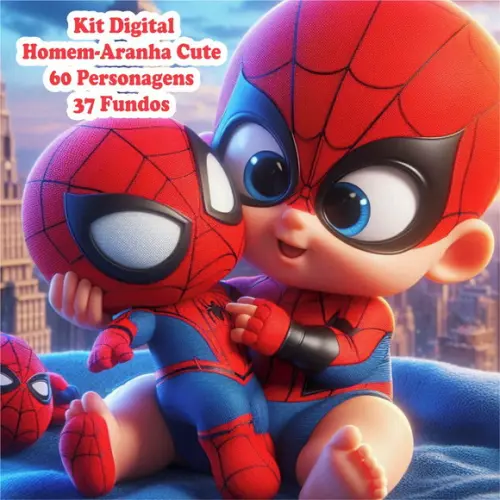 Kit 3d Fofo Homem-aranha Bebê Digital