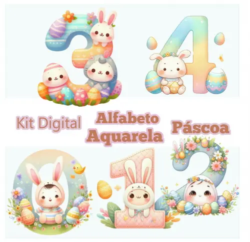 Kit Digital Alfabeto Páscoa Aquarela