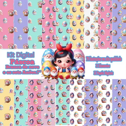 Kit Digital Páscoa Branca de Neve e os Sete Anões.