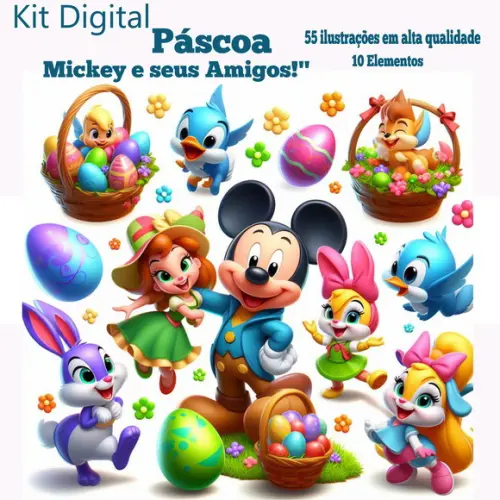 Kit Digitail Páscoa Mickey e Seus Amigos