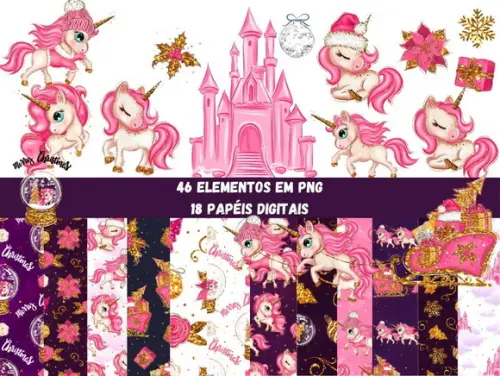 Unicórnio Natal - Kit Digital