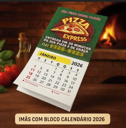 Imã de Geladeira Personalizado c/ Calendário 2026 1.000und
