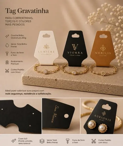 Tag para Colar, Pulseiras e Brincos Personalizada - 1000 unidades