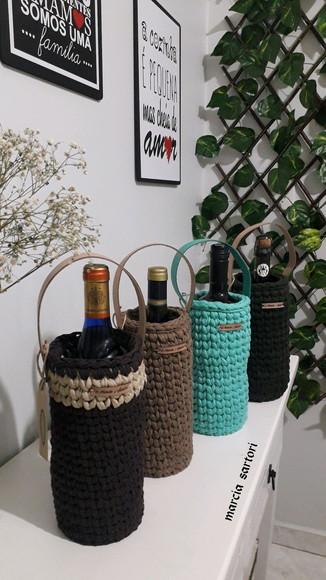 Porta Vinho de Croche