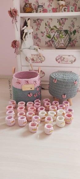 Kit Infantil de Cesto, Puff e Lembrancinha Maternidade
