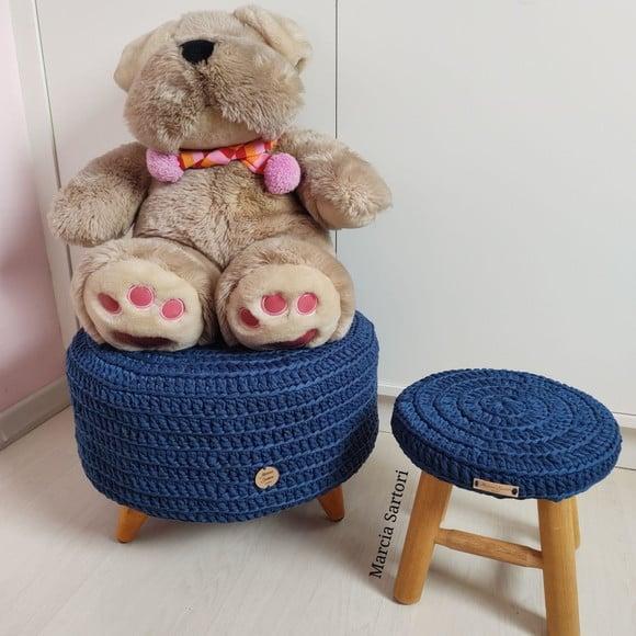 Kit puff e banquinho retro
