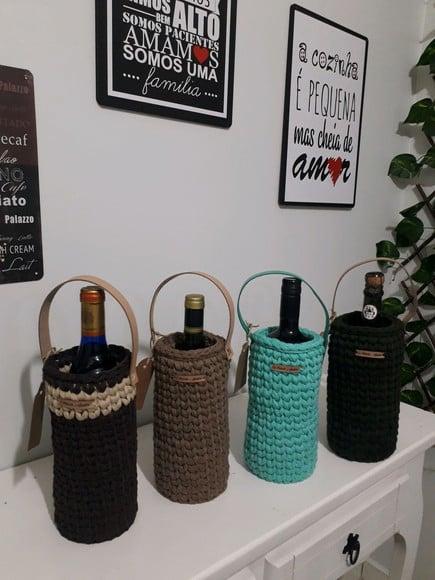 Porta Vinho de Croche
