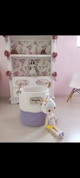 Cesto de Brinquedos em Croche