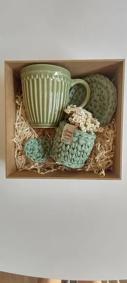 Kit Caneca e Porta Caneca de Crochê