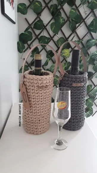 Porta Vinho em Croche
