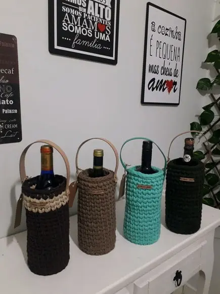 Porta Vinho de Croche