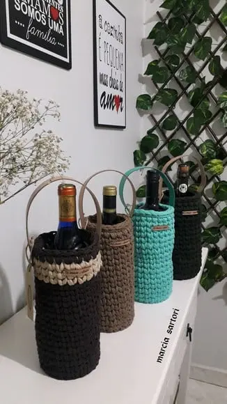 Porta Vinho de Croche