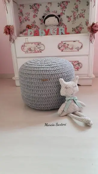 Puff Infantil de Crochê