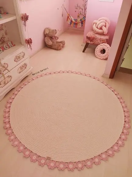 Tapete de Crochê com Flores
